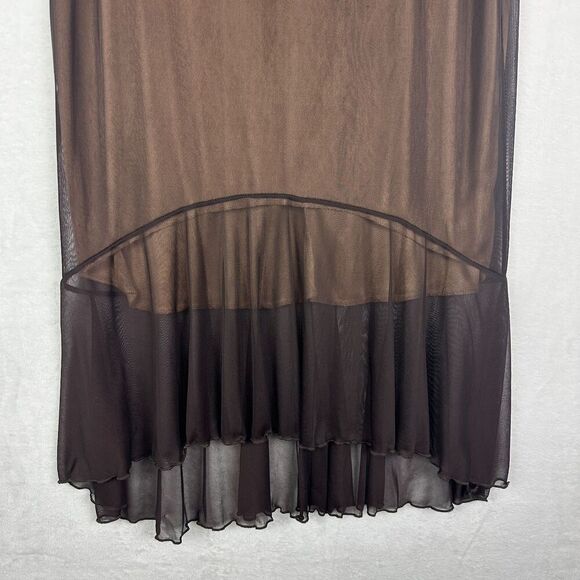 Vintage Y2k Mesh Overlay Midi Dress Size Medium Whimsigoth Gunge Fairy Hi Low - Picture 6 of 7